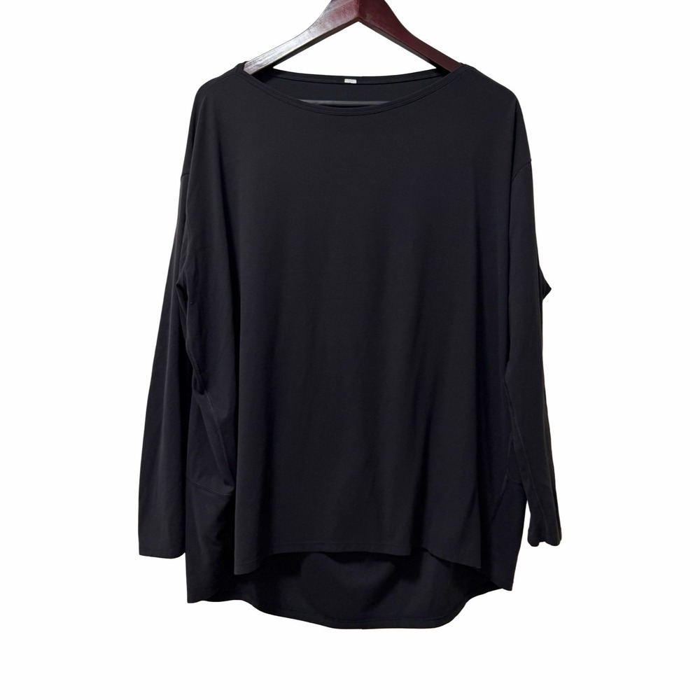 Lululemon Back In Action Long Sleeve T Shirt Size XL Black Athleisure Gym Yoga